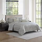 Tahari Home - Comforter Set, Jacquard 5-Piece Bedding with Matching Shams & Decorative Pillows, Ideal for All Seasons (Halston Taupe, King)