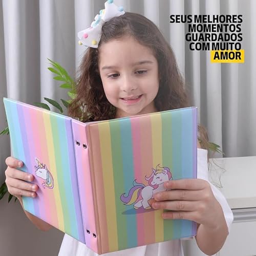 Álbum Fotográfico 15x21 para 100 Fotos UNICÓRNIO Colorido Jovem Bebê Infantil
