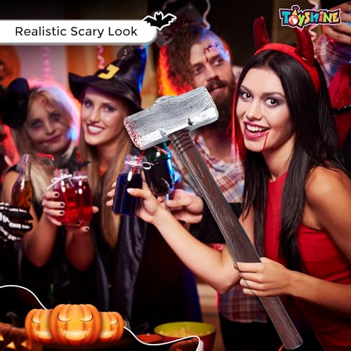 Image of Toyshine Simulated Plastic Bloody Long Handled Hammer Toy Fun Entertaining Fancy Dress /Theme Halloween Birthday Party Prop For Boys Girls