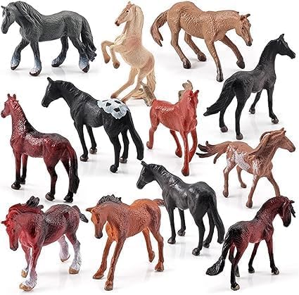 Horse Cake Topper, Realistic Miniature Horse Figurine 12pcs Realistic Farm Animals Collection Birthday Gift for Kids, Cupcake Cake Topper Party Toy