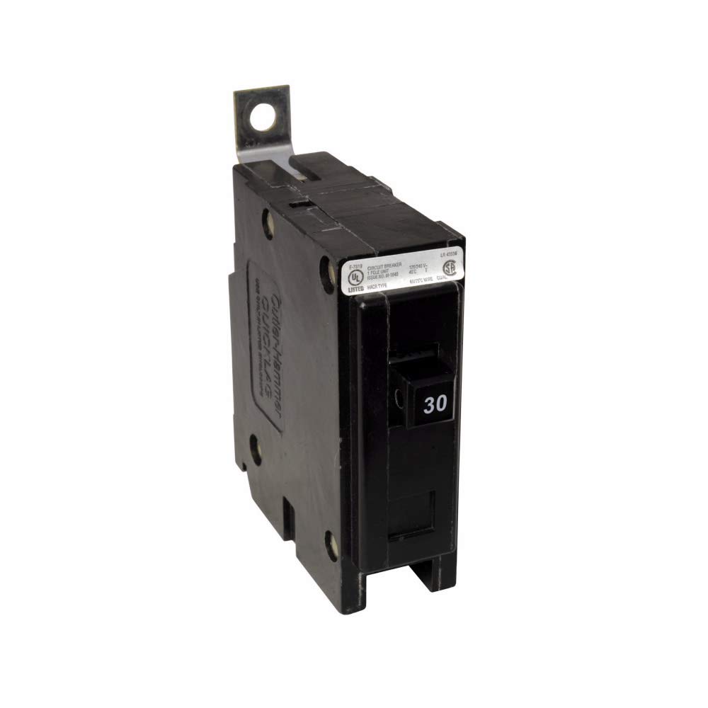 Cutler-Hammer QuickLag QBHW1030 Type QBHW Thermal Magnetic Circuit Breaker, 120/240 VAC, 30 A, 22 kA Interrupt, 1 Poles