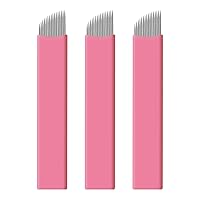 Vista 15 de 50 cuchillas de microblading desechables rosadas, microcuchillas de 0.006 in, nanoagujas perfectas para trazos de cabello, cejas, agujas más finas