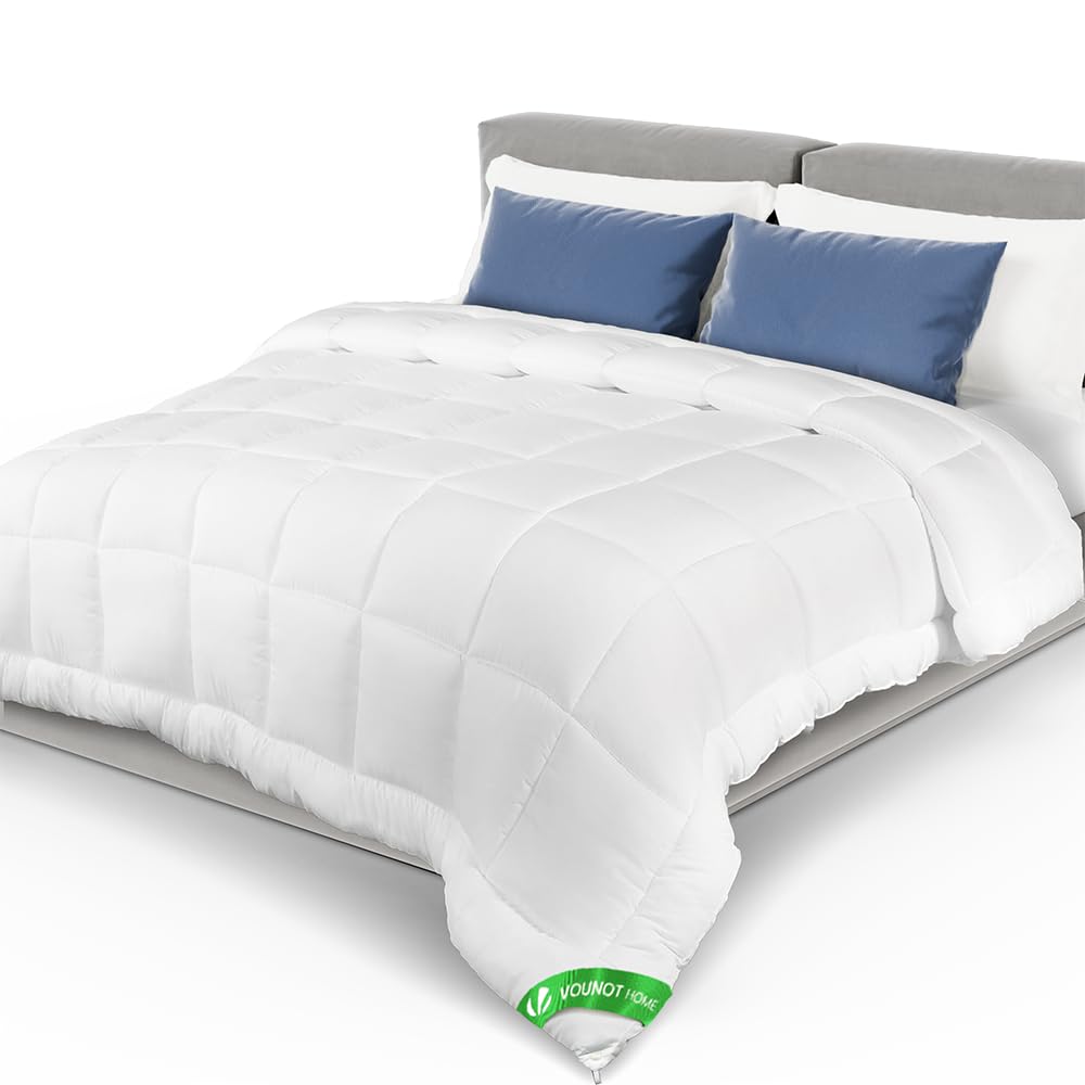 VOUNOT® Edredón Acolchado 220x240 cm (Cama 150), Edredón Ligero para Verano Relleno Nórdico de Suave Microfibra 200 gr/m², Refrescante Transpirable y Acogedor, con Certificación Oeko-Tex, Color Blanco OEKO-TEX STANDARD 100