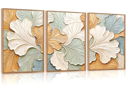 Image of CHDITB 3D Abstract Wall Art, Textured Boho Chic Ginkgo Leaf Wall Decor