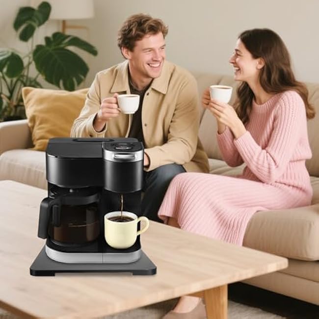 360¡ã Rolling Tray Bamboo Appliance Slider for Kitchen Appliances, Coffee Maker Mat Tray for Countertops Sliding Tray for Coffee Maker Appliances Mat Easily from Under The Cabinet Black 11.6¡Á13.9