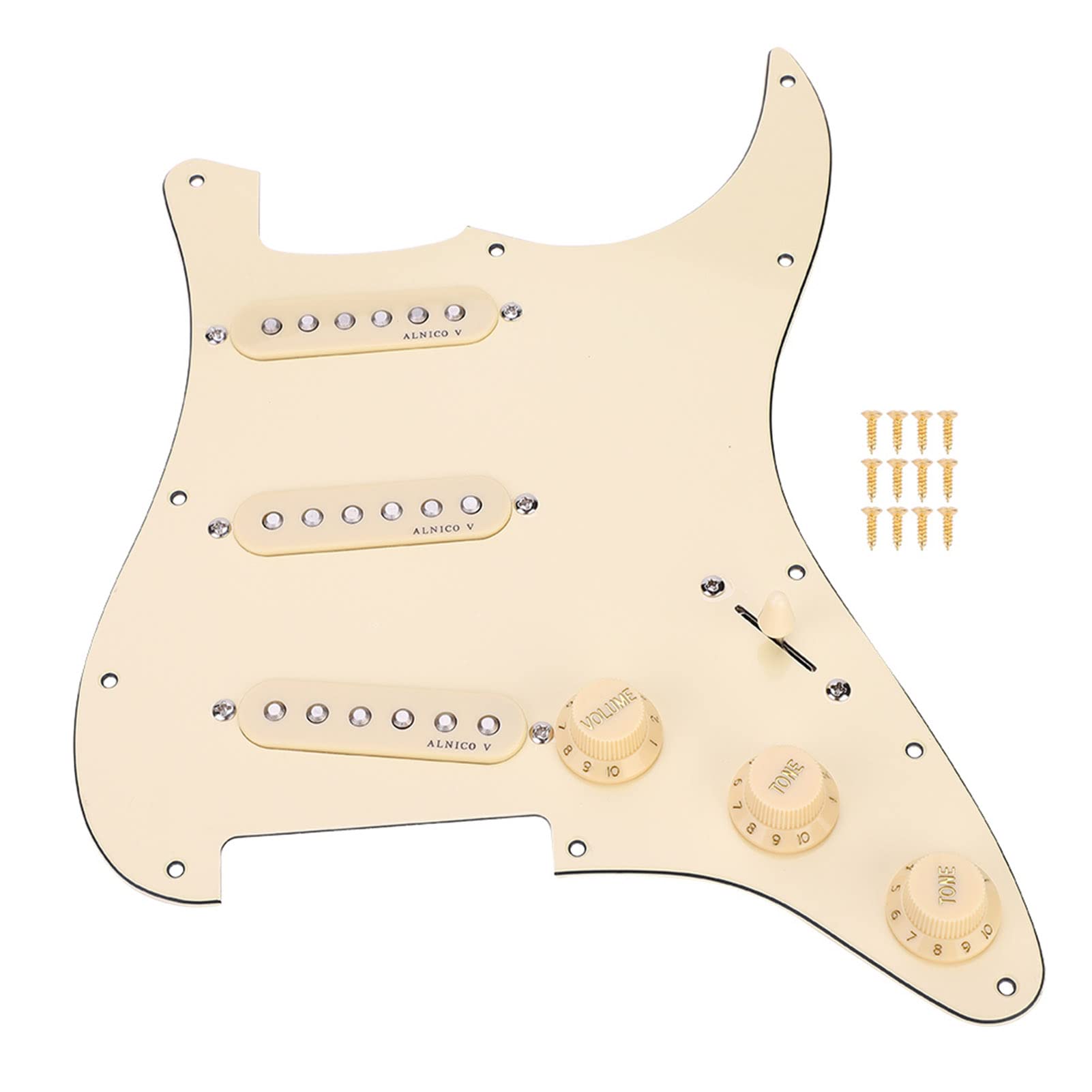 Dilwe Pickguard załadowany do gitary, załadowany pickguard z magnesem Alnico V, wstępnie okablowane przetworniki SSS do gitary elektrycznej