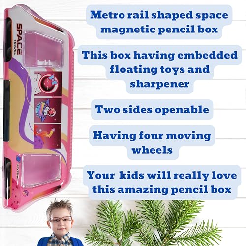 Image of ZAFCO Magnetic Pencil Box with Sharpner Large Capacity Space Theme for Kids Boys Girls School Going Children Stationaries Organizer Birthday Return Gift School Supplies (Pack of 1)