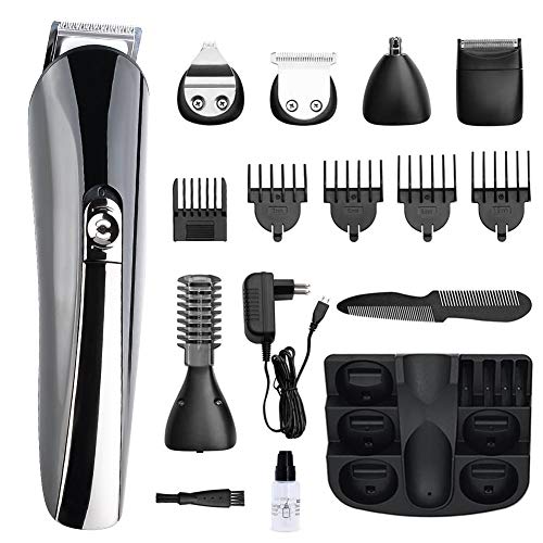 Tondeuse à cheveux sans fil, GEEDIAR Kit de tondeuse à barbe professionnelle, rechargeable, tondeuse à poils du nez, tondeuse du corps, kit de toilettage multifonction pour homme