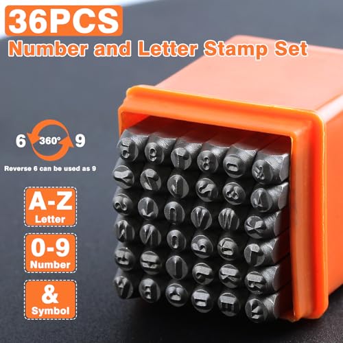 LEONTOOL Number and Letter Stamp Set (A-Z, 0-9 and & Symbol) 36 PCS Metal Stamping Kit, Steel Character Punch Metal Stamps - Image 3
