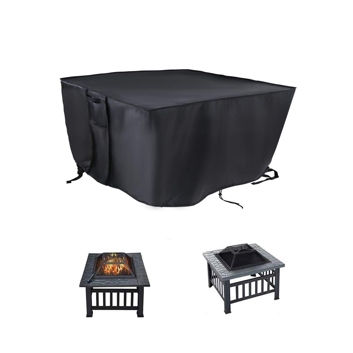POMER Fire Pit Cover, Square 32x32x17 inch Outdoor Fireplace Cover for 28/30/32 in Gas Fire Table Waterproof Firepit Covers