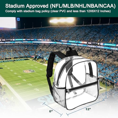 Keepcross Clear Backpack for Stadium Events 12x6x12 Clear Stadium Bag for Sports Events Concerts Festivals, Women Men, Mini Small2
