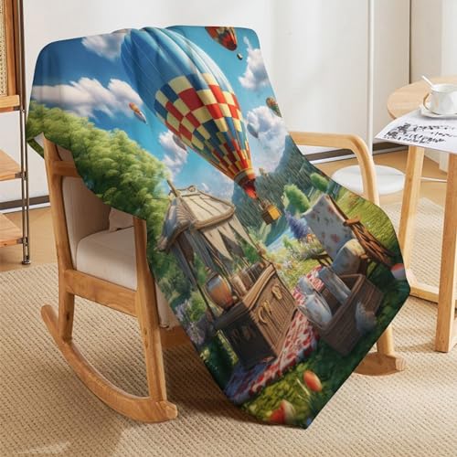 Couverture lavable en machine plaid lit chaud motif montgolfière - 8