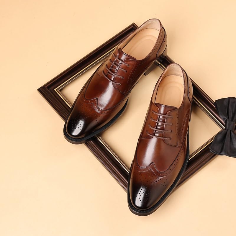Brown Dress Shoes Mens Men's Dress Shoes Comfort Soft Men Oxford Leather Fashion Dress Sneakers Business Casual Shoe Anti-Slip Low Top Non Slip Prom3