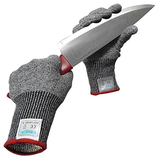 Cut Resistant Gloves with High Performance Food Grade Level 5 Protection for Your Hands Safety. Professional Gloves for Cutting, Chopping, Fish Filleting, Meat Cutting and Yard-Work 1 Pair (Large)