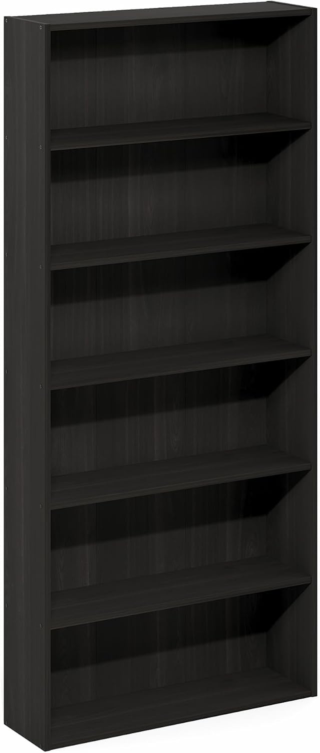 Furinno Basic Book Shelf, 6-Tier Bookcase with Open Shelf, Bookshelf, Cube Storage Organizer, 7 x 24 x 53, for Living Room, Bedroom, Home Office, Espresso - Image 5