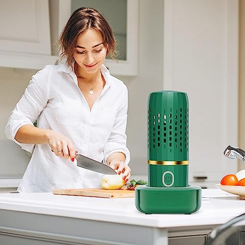 Image of Portable USB Fruit and Vegetable Cleaner,Fruit and Vegetable for Kitchenware,Meat,Dishes,Rice,Kitchen Tools (Green)