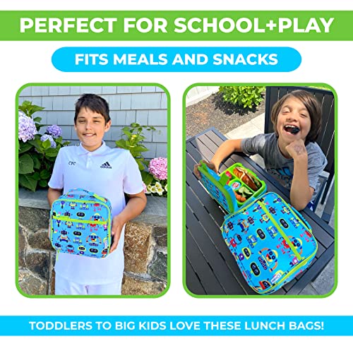 Kinsho Kids Lunch Box With Ice Pack, Boys Lunch-Box Insulated Bag For Toddlers Kids Baby Boy Daycare Pre-School Kindergarten, Large Snack Container Boxes For Kid Lunches, Bento Bag, Green Robots #TOP5