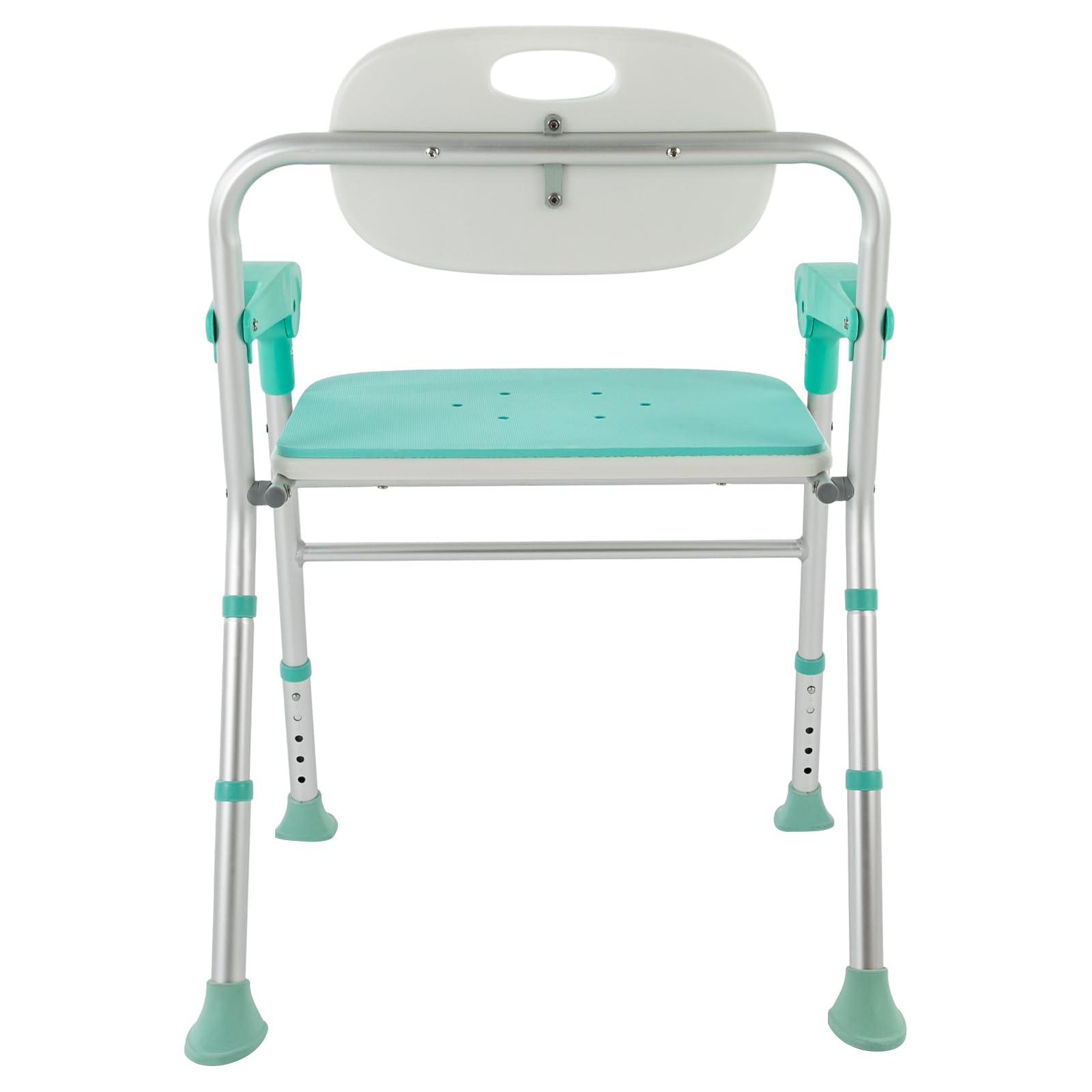 Silla de ducha para personas mayores, altura ajustable y antideslizante, taburete de ducha acolchado plegable con respaldo y reposabrazos, silla de baño de EVA para personas mayores, embarazadas y
