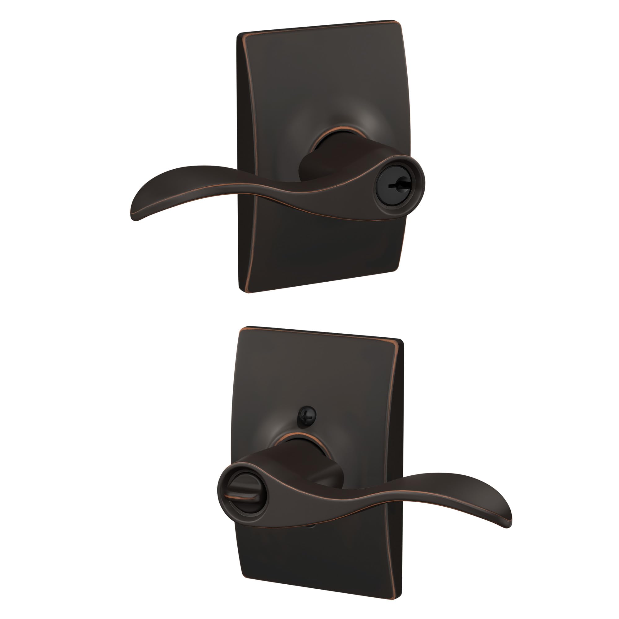 SCHLAGE Accent Lever with Century Trim Keyed Entry Lock in Aged Bronze - F51A ACC 716 CEN
