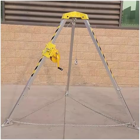 Heavy-Duty Aluminum Fall Protection Tripod for Confined Spaces, 4.4-7 Feet Telescoping Rescue System with Safety Rope, Fall Arrest Kit for Industrial Use