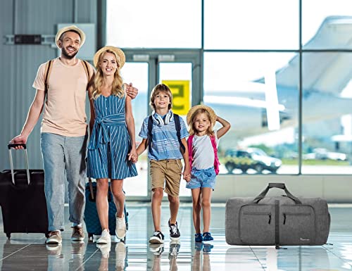 Duffel Bag 65L Packable Duffle Bag With Shoes Compartment Unisex Travel Bag Water-Resistant Duffle Bag(Grey,65L) #TOP6