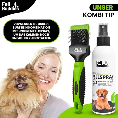 FellBuddies® Flexible Zupfbürste für Hunde - Professionelle Hundebürste zum lösen von Knoten und Verfilzungen | Sanfte Fellpflege