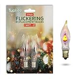 Tupkee C7 Flickering Flame Tip Bulb - 1W, Incandescent Light Bulb with Orange Glow That Flickers and