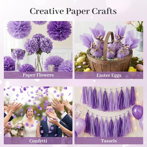 Image of Koogel 330 Sheets Light Purple Tissue Paper, 14 X 10 inches