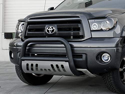 Image of Armordillo USA 7142176 Classic Bull Bar Fits 2005-2011 Dodge Dakota - Matte Black W /Aluminum Skid Plate
