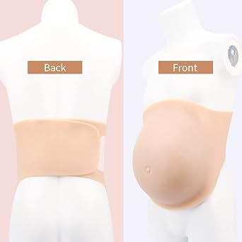Silicone Fake Pregnant Belly Artificial Pregnant False Belly Film Props Party Costume (Cotton Filled,3-4Months)