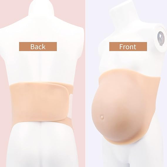 Silicone Fake Pregnant Belly Artificial Pregnant False Belly Film Props Party Costume (Cotton Filled,3-4Months)