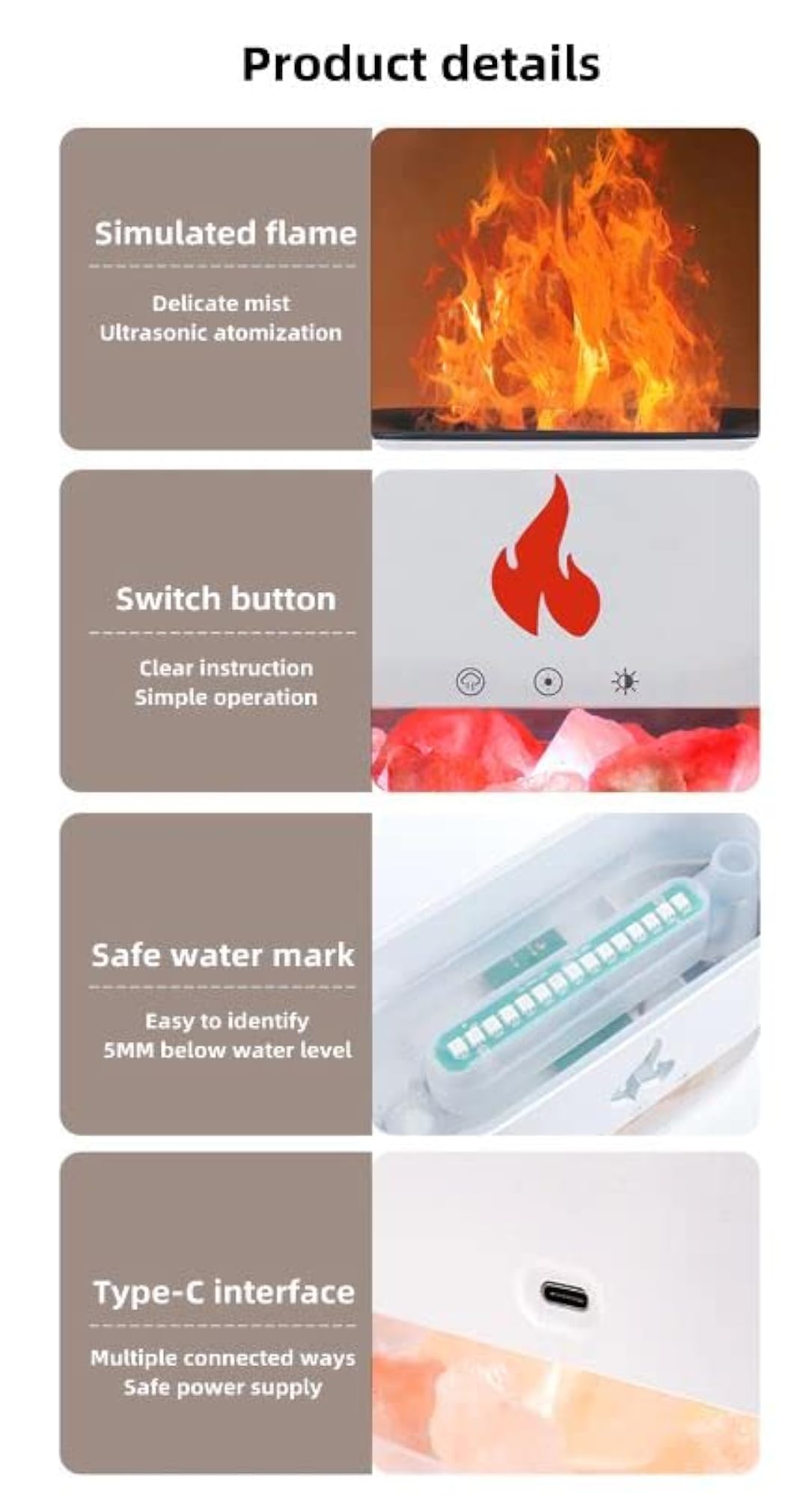 USB 300ml Air Humidifier Essential Diffuser, Noiseless Night Light