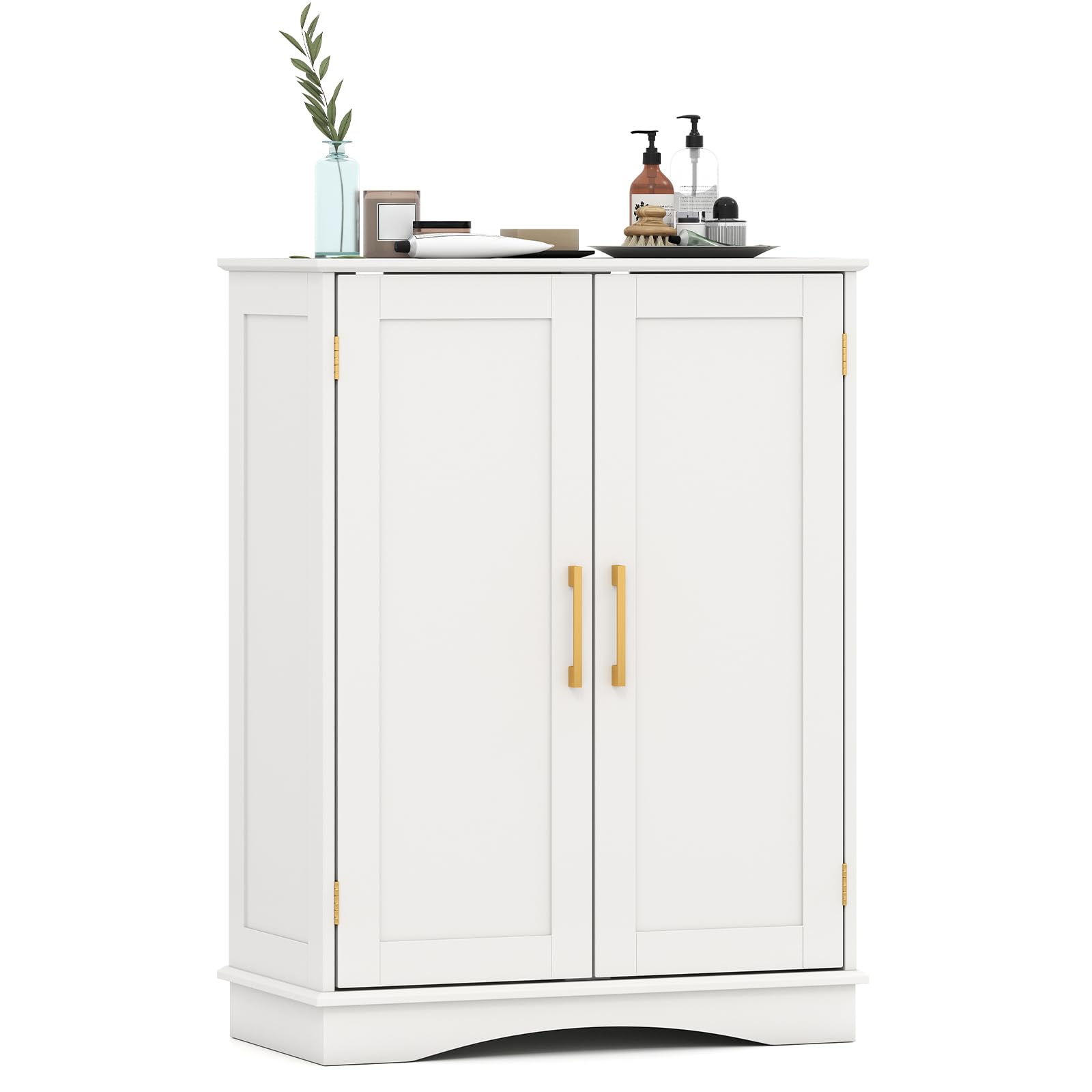 Multigot Bathroom Floor Cabinet, Freestanding Storage Cupboard (White)