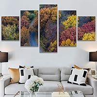 SIGNWIN 5 Panel Canvas Wall Art Autumn for Home Decorations Ready to Hang - 60