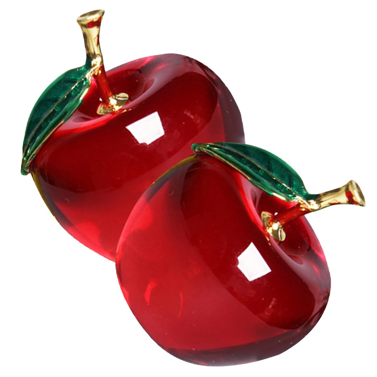 Sculptures Pommes en Cristal Rouge - Idée Cadeau Déco Salon Élégante et Artistique