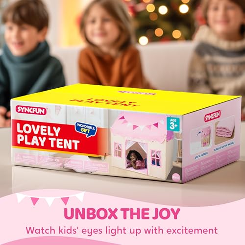 SYNCFUN Play Tent for Kids,Indoor & Outdoor Tent with Blanket,LED Lights & Flags for Toddler,Spacious 51*35*52 Inch,Playhouse for Kids,Ideal Private Space for Reading & Play for Boys & Girls Age 3-7 by SYNCFUN - Image 8