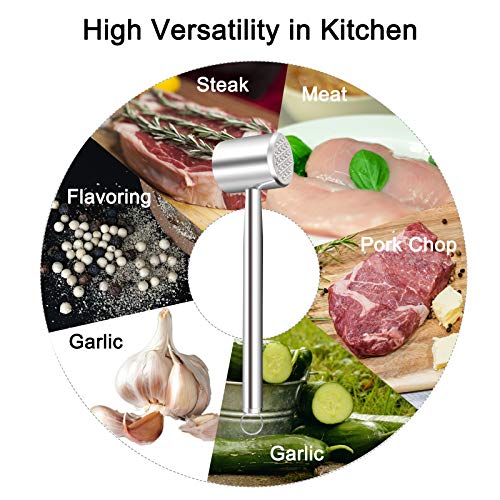 Nonley Meat Tenderizer, Stainless Steel Mallet/Hammer/Pounder Heavy Duty Meat Hammer Softener for Tenderizing Steak, Beef, Chicken, Lamb, Flattening & Pounding
