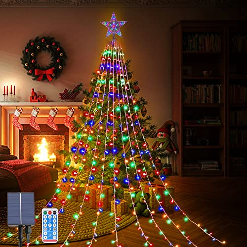 OPAHUTER Guirnaldas Luces LED Exterior Solar, 2M X 9 Hilos 8 Modos Luz Navidad Impermeable Solar, Luces Solares LED Arbol Navidad para Jardín, Navidad, Año Nuevo, Fiesta, DecoracióN de Bodas Cover