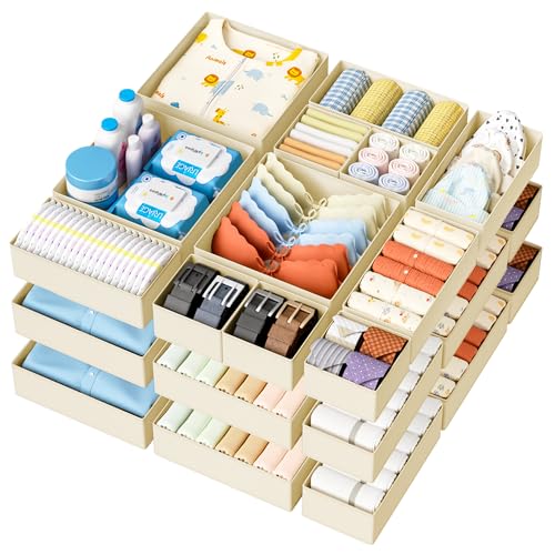 DIMJ Drawer Organizer Clothes - 18 Pack Baby Dresser Organizer