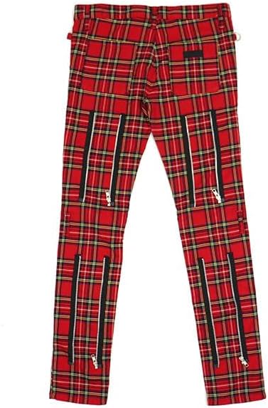 JIMSINN 赤チェック ジップパンツ サイズ32 JIMSINN 赤チェック ジップパンツ サイズ32