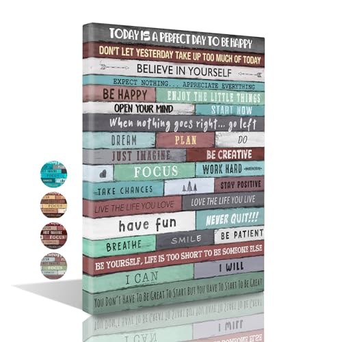 Istrion Lienzo con marco para pared, diseño de texto inspirador, para dormitorio, baño, oficina, gimnasio, cocina, sala de estar, frases inspiradoras y frases en la pared, estilo rústico, estilo