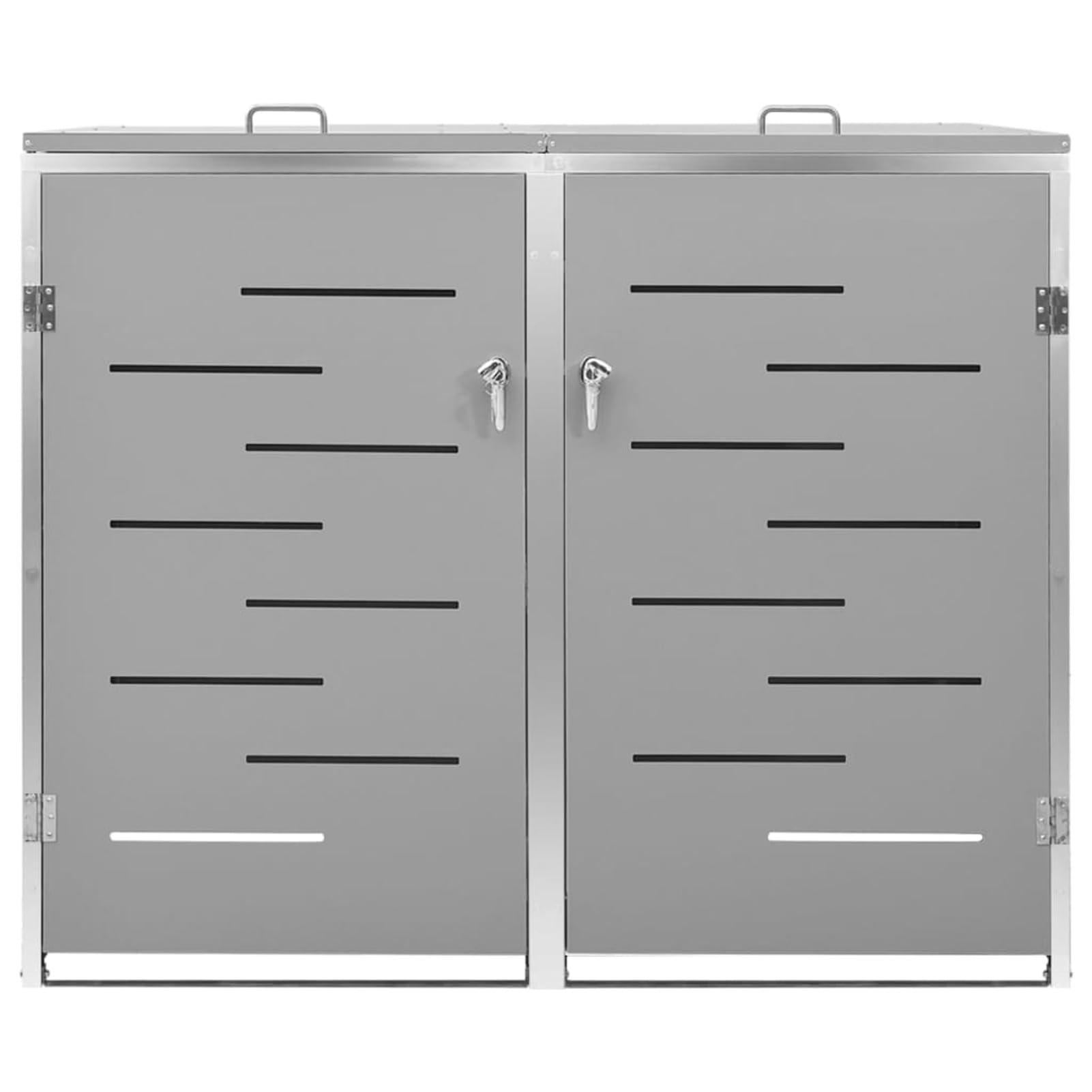 Doppel-Mülltonnenschuppen Edelstahl Outdoor Lagerung Versteck für Garten Grau Mülltonnenbox