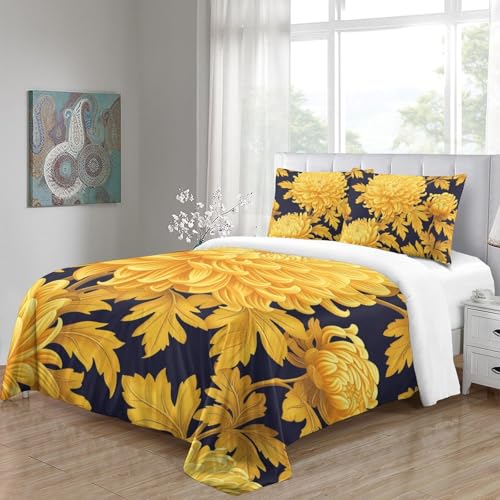 Parure de lit housse de couette chrysanthème microfibres 260x220 cm - 5