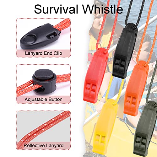 4Pack-Emergency-Whistle-with-Adjustable-Reflective-Lanyard-Shrill-Loud-Rescue-Whistles-for-Outdoor-Survival-Hiking-Camping-Hunting-Fishing-Boat-Kayak-Life-Vest-Jacket-Boating-Rescue-Signaling-Black