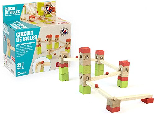 Jeujura Circuit à Billes 40 Pièces En Bois - Jeu De Construction Créatif Dès 4 Ans | J8364