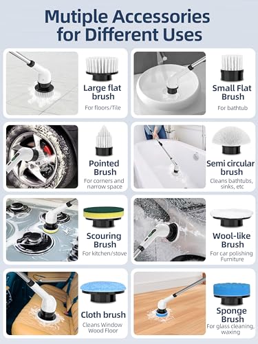 image for LEENPEKER Electric Spin Scrubber, Adjustable Cordless Power Bathroom S