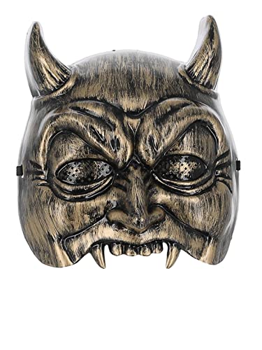 Smiffys Venetian Devil Masquerade Mask on Elastic, Eyemasks Fancy Dress, Devil Dress Up Masks Halloween, Gold