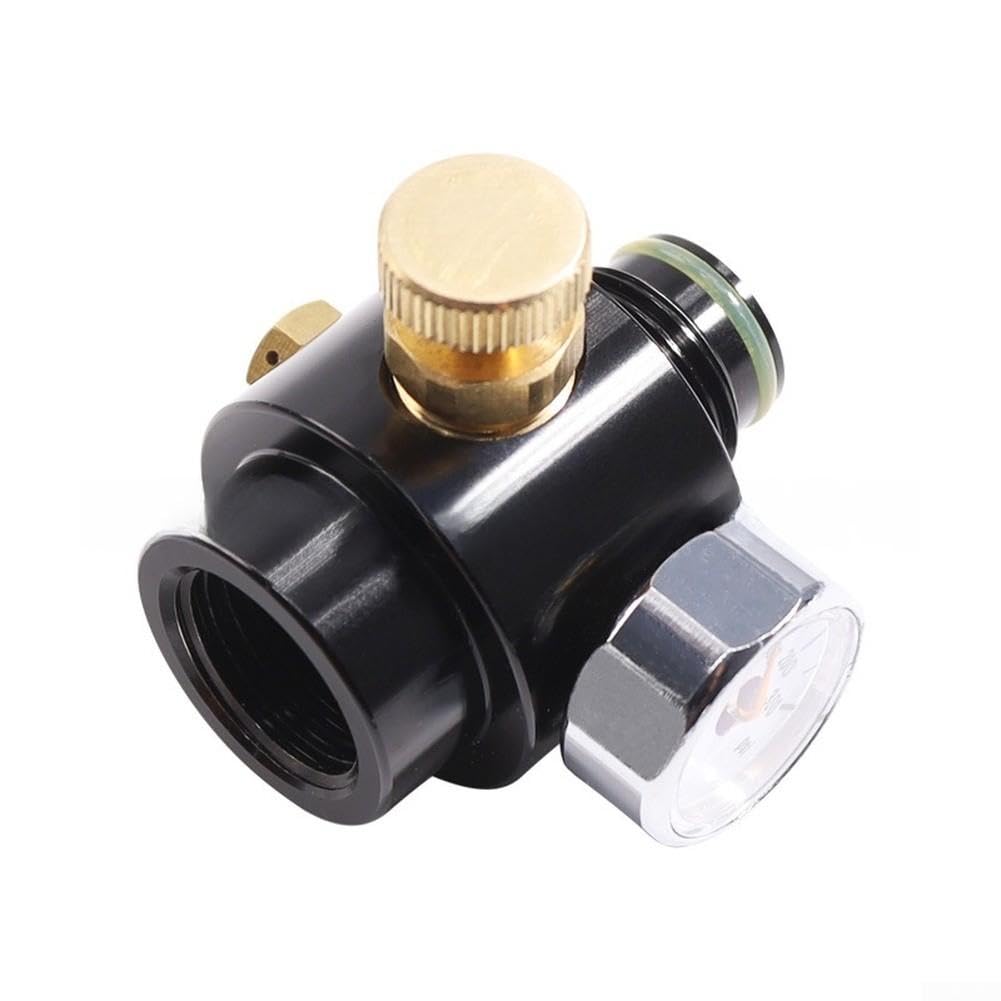 Regulador de Presión 300psi con Manómetro G1/2-14 para Aire para compresor Válvula On/Off Disco Seguridad Metal Negro Instalación Compacta Taller