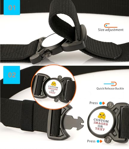 Custom Nylon Belt Personalized Gift Breathable Tactical Men Ratchet Waist Belt, Customizable Alloy Belt Buckle3