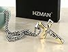 HZMAN Men's Stainless Steel Cross Crucifix Bible Prayer Pendant Necklace Jewelry Gift 22+2" Chain (Gold) #4